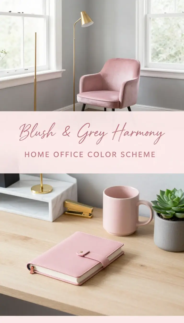Blush Pink and Grey Home Office Color Scheme - Home Office - The Pink Decor
