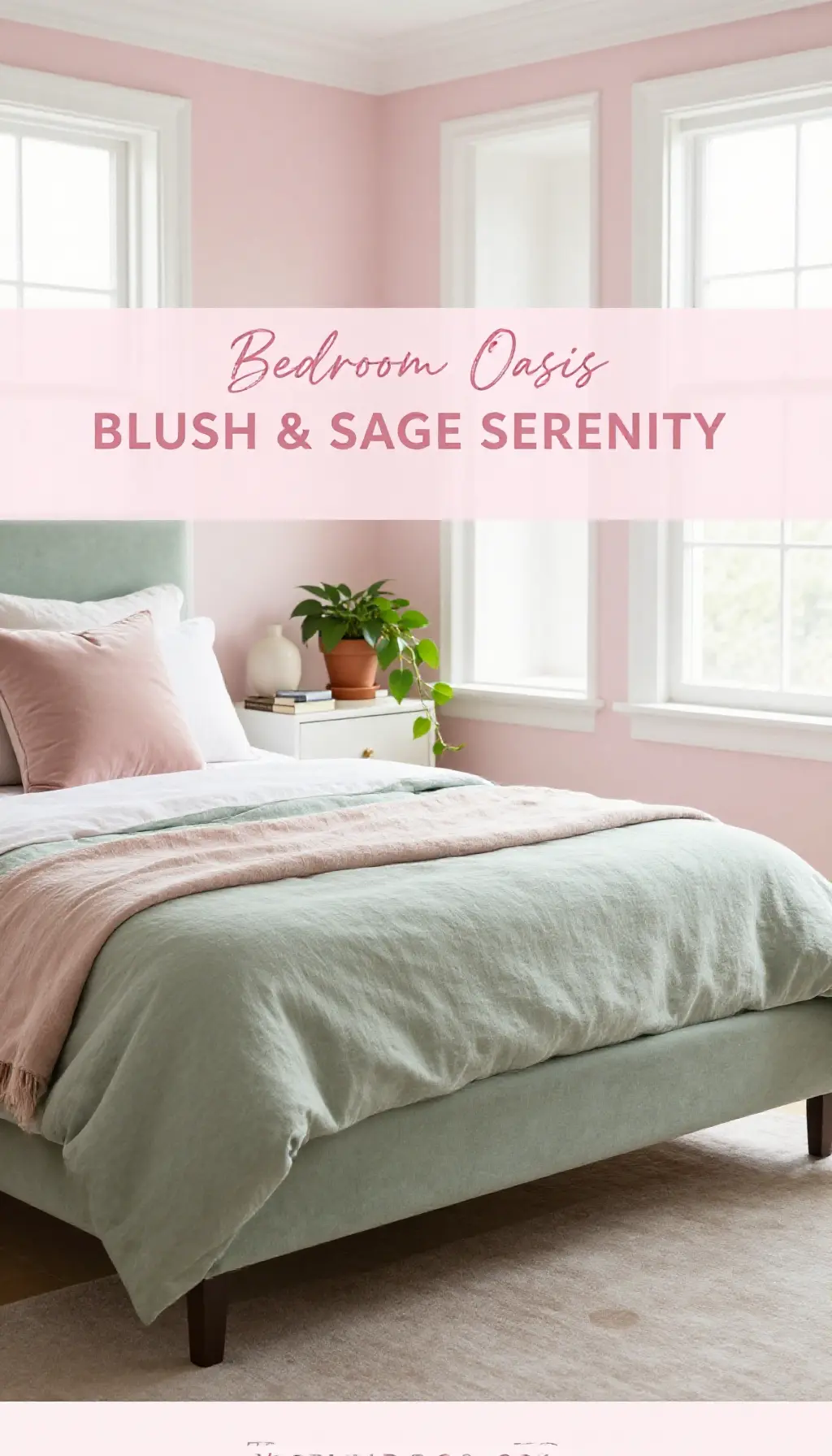 Blush Pink and Sage Green Bedroom Oasis - Bedroom - The Pink Decor