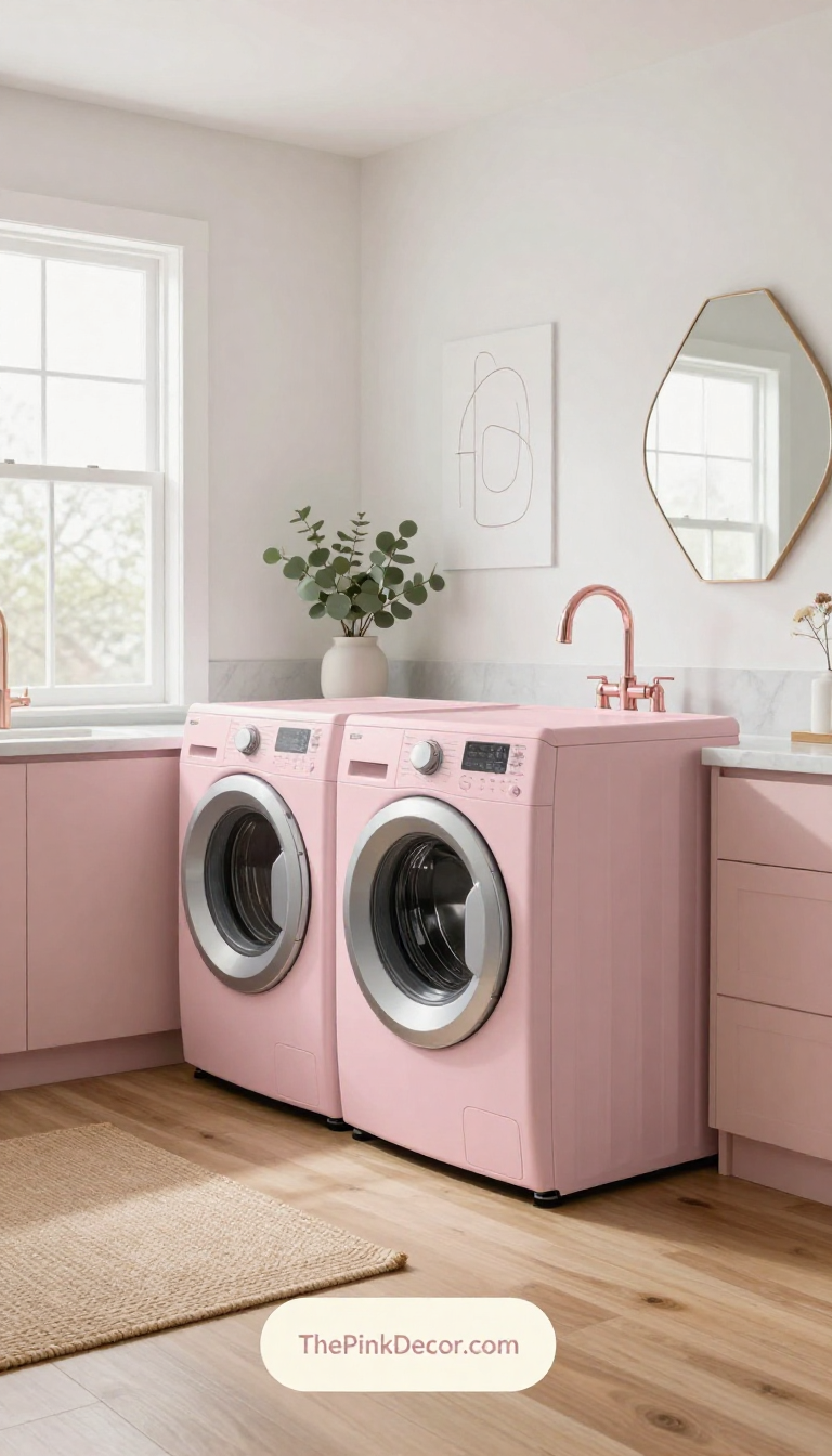 Complete Laundry Room with pink decor elements