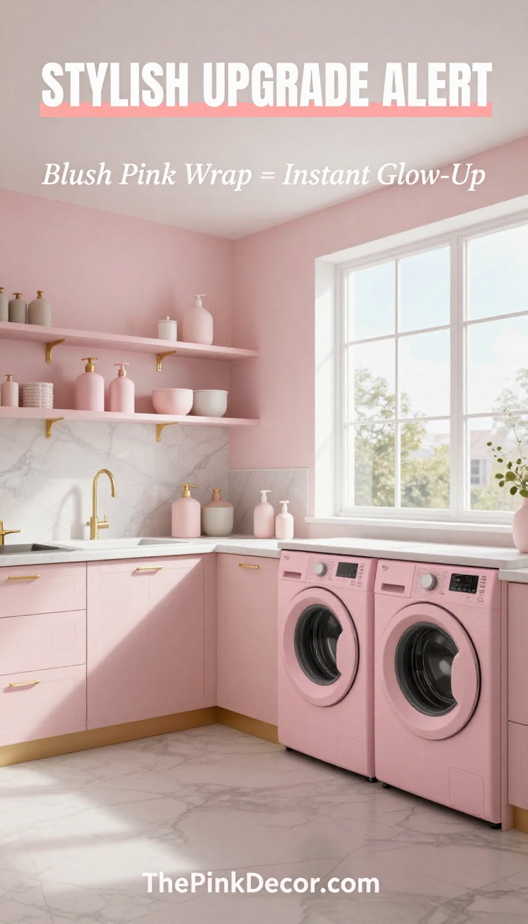 Blush Pink Appliance Wrap for Laundry Room Style Upgrade - Laundry Room - The Pink Decor