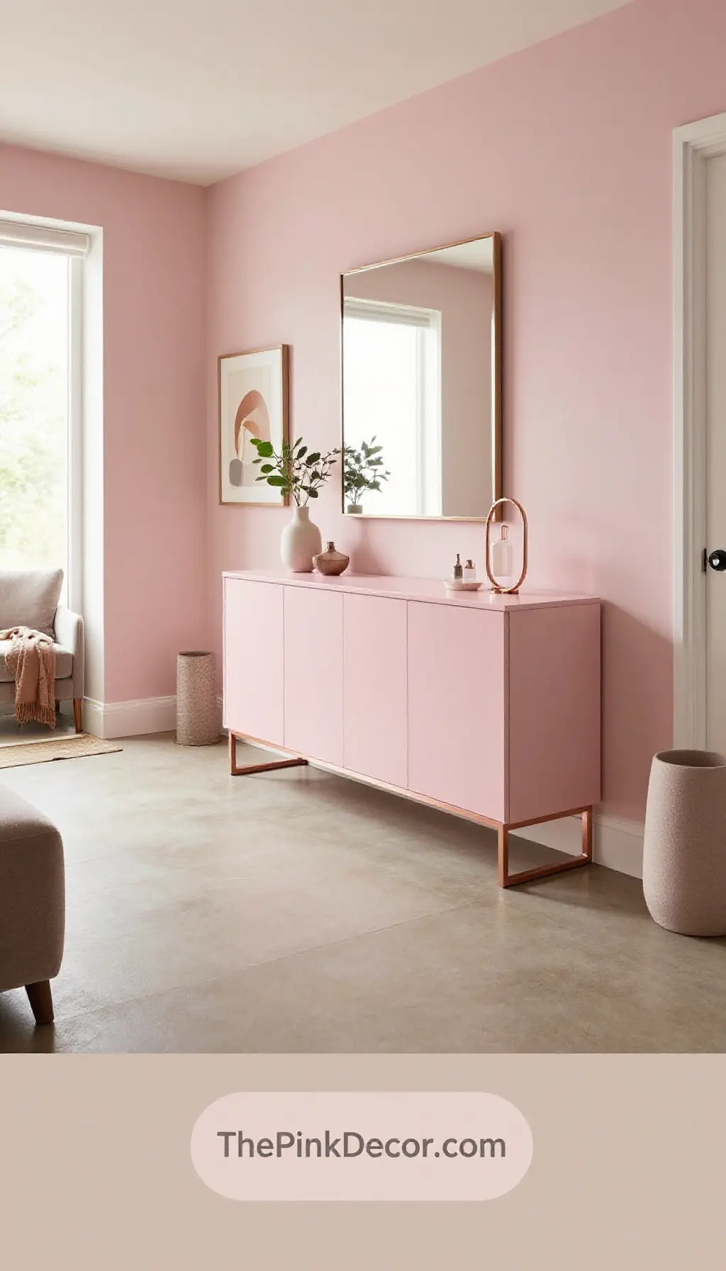 modern blush pink entryway decor ideas with rose gold accents for 2024 - Complete View Complete Entryway with pink decor elements