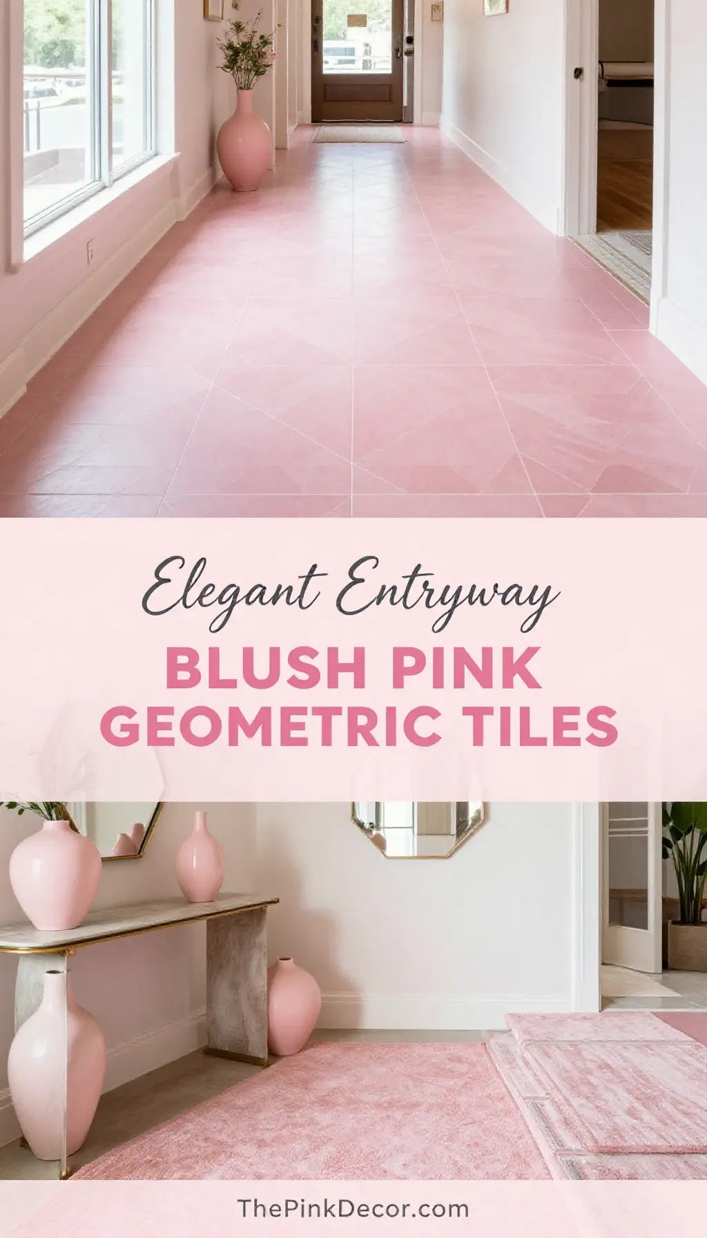 Blush Pink Geometric Tile Entryway Floor - Entryway - The Pink Decor