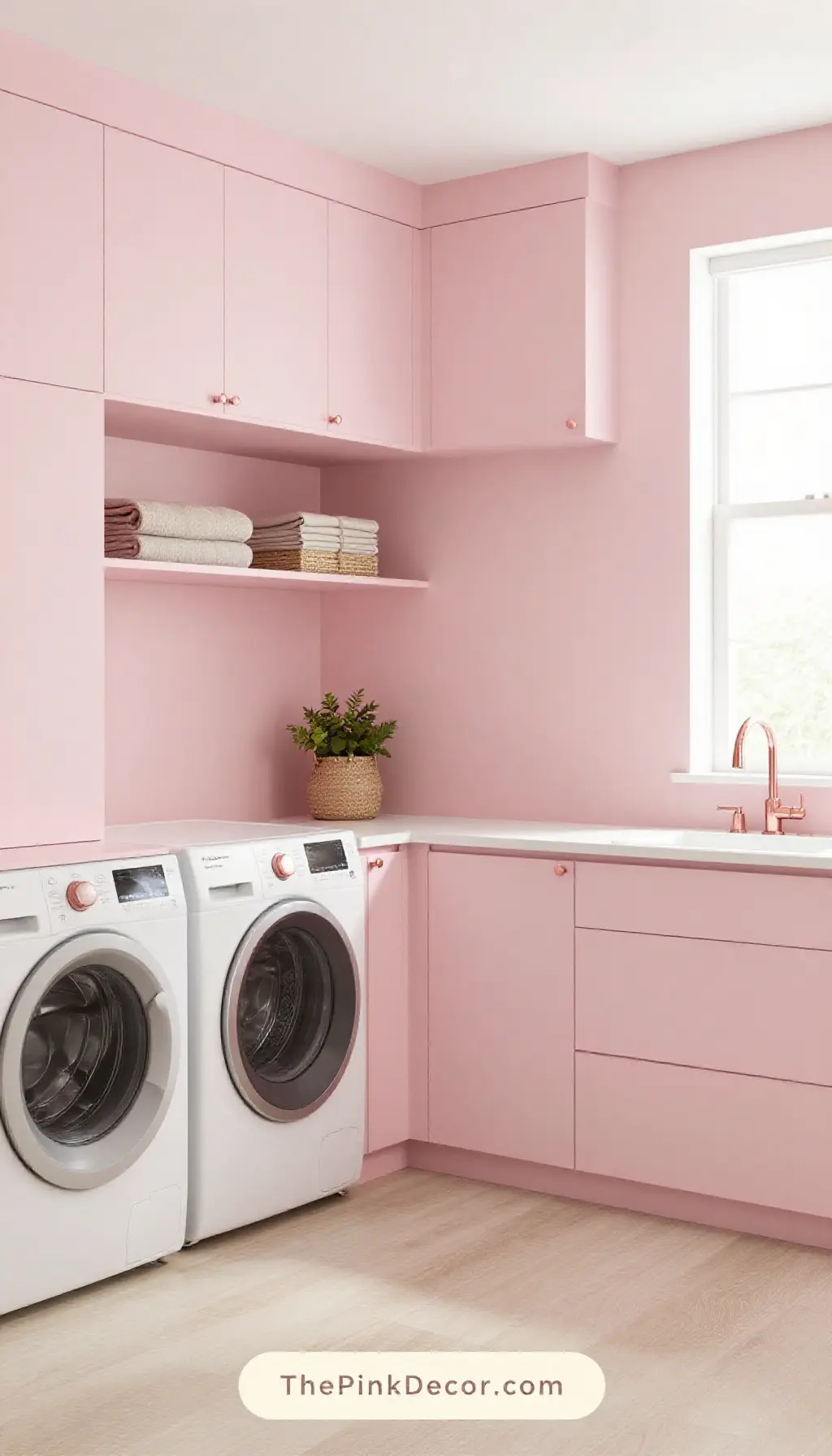 Complete Laundry Room with pink decor elements