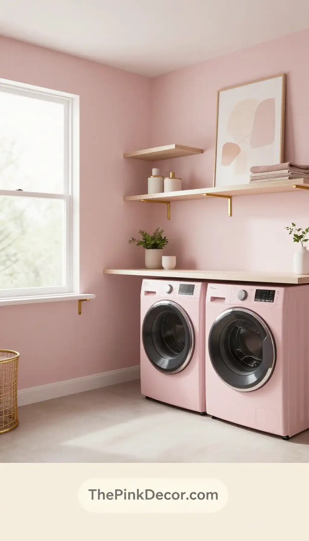 Complete Laundry Room with pink decor elements