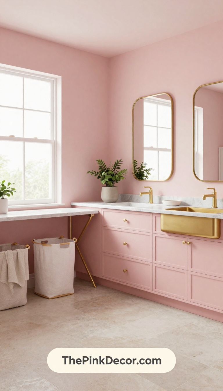 Complete Laundry Room with pink decor elements