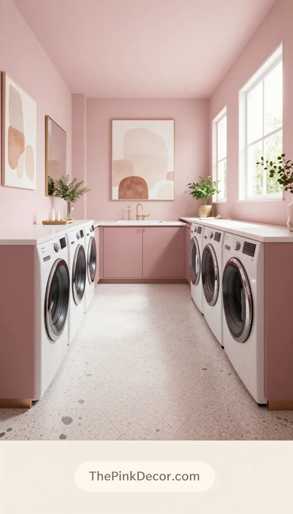 Complete Laundry Room with pink decor elements