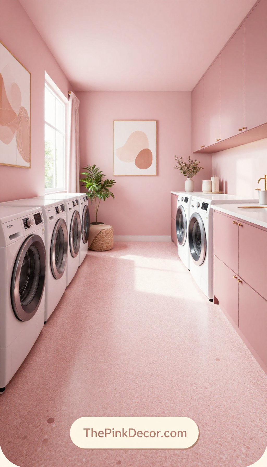 Complete Laundry Room with pink decor elements