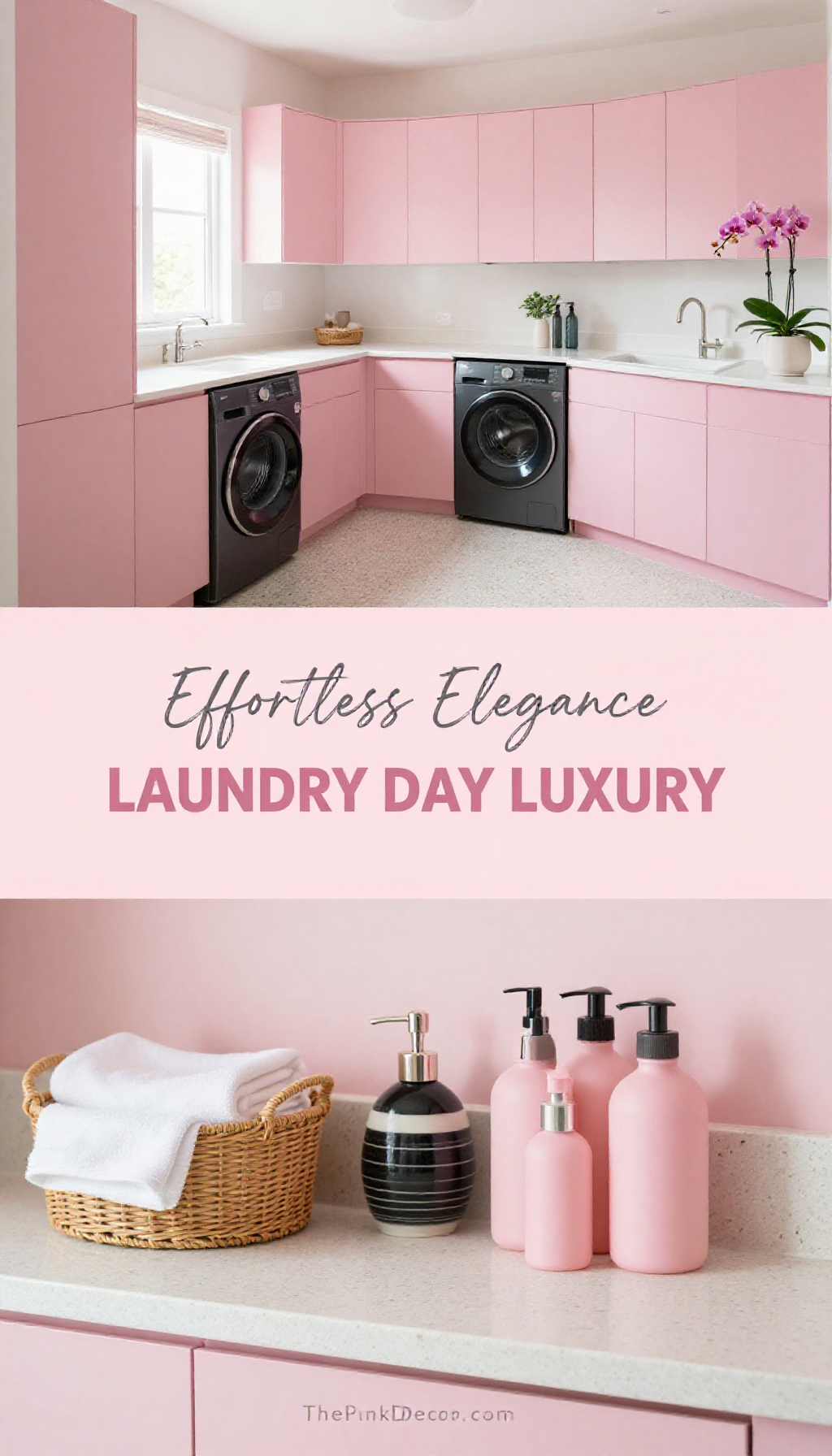 Blush Pink Laundry Room with Terrazzo Flooring - Laundry Room - The Pink Decor