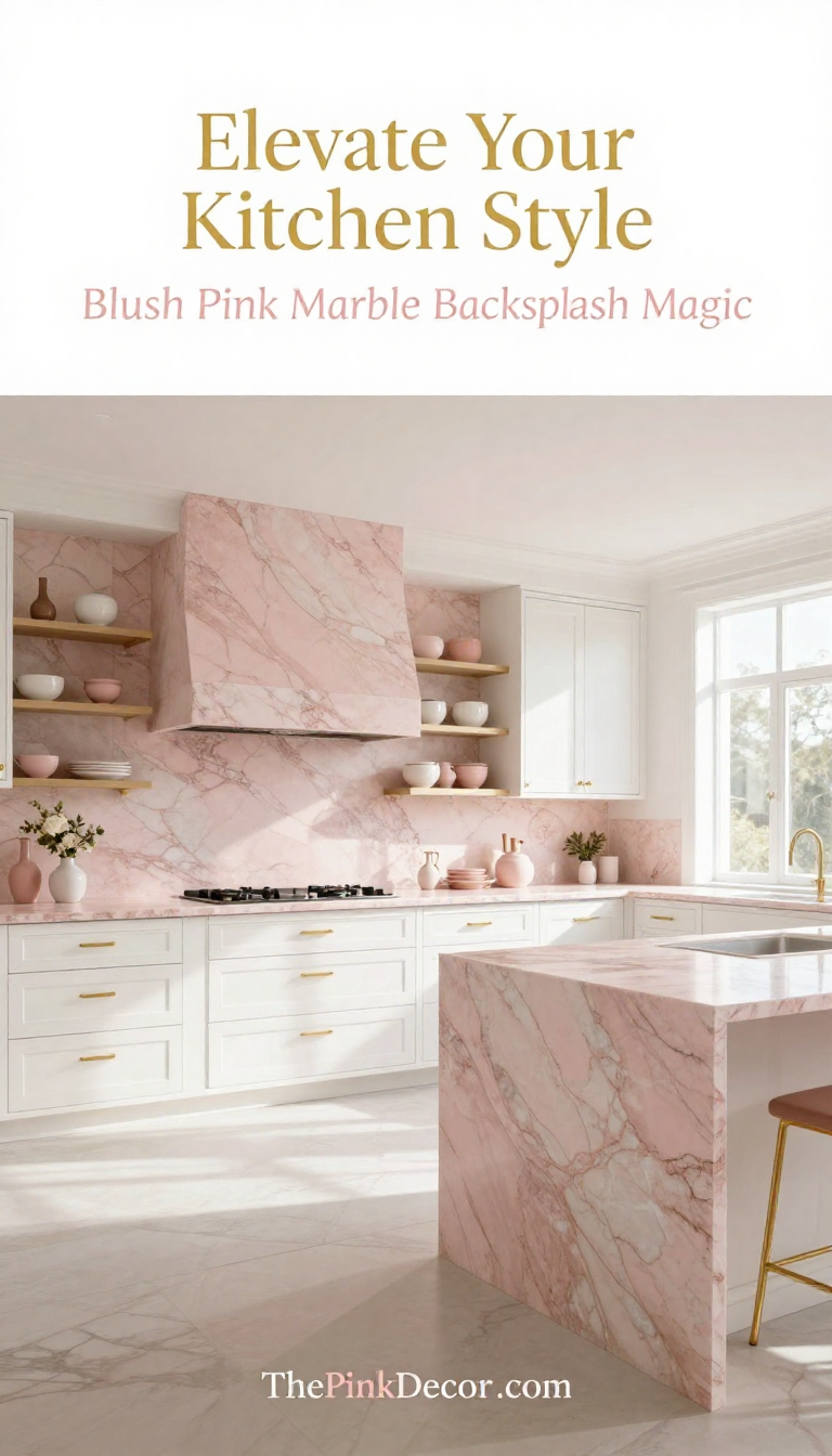Blush Pink Marble Kitchen Backsplash - Kitchen - The Pink Decor