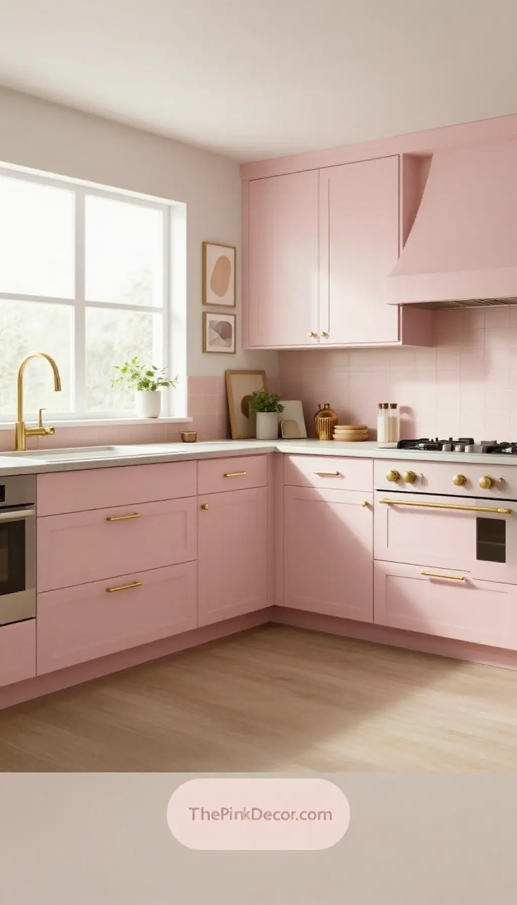 Complete Kitchen with pink decor elements