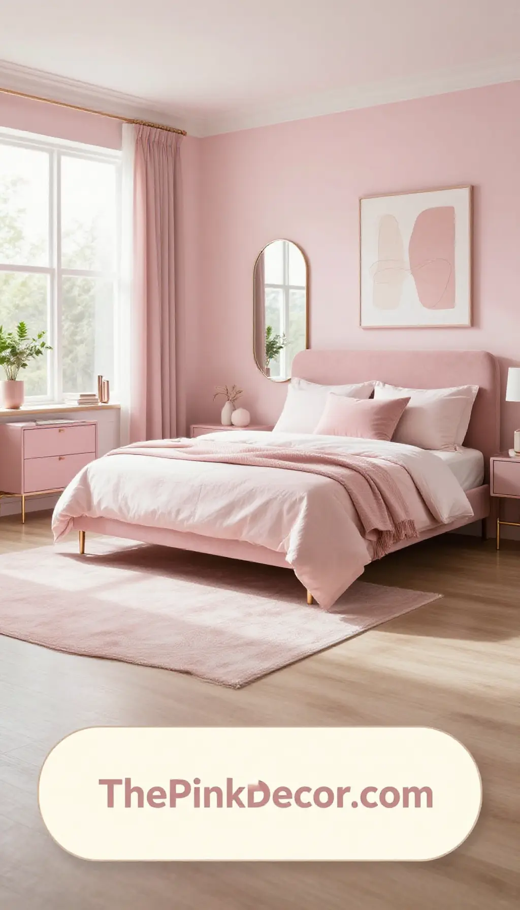 aesthetic pink bedroom decor ideas with modern blush color schemes for Instagram - Complete View Complete Bedroom with pink decor elements