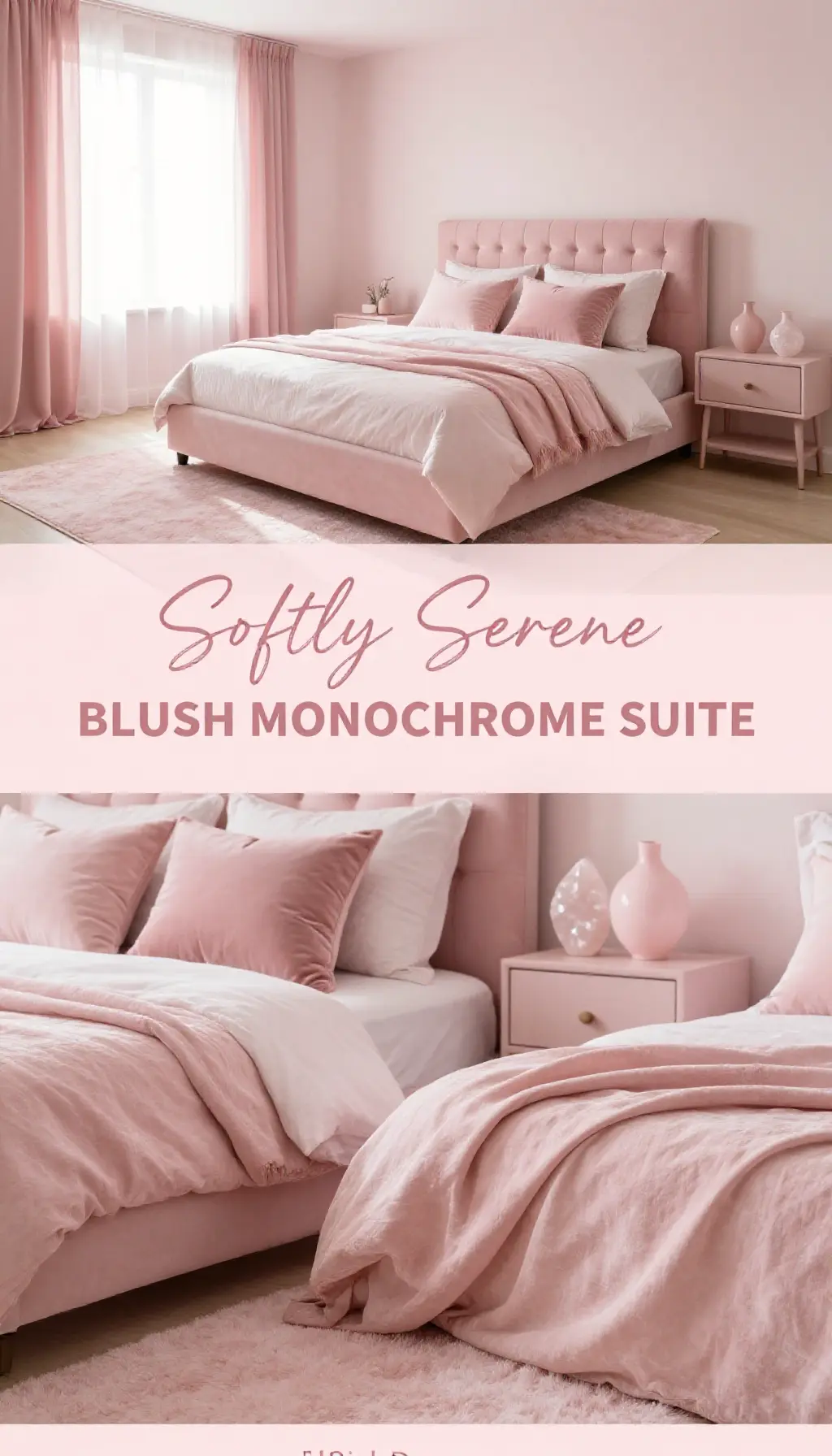 aesthetic pink bedroom decor ideas with modern blush color schemes for Instagram - Featured Design Blush Pink Monochromatic Bedroom Suite - Bedroom - The Pink Decor