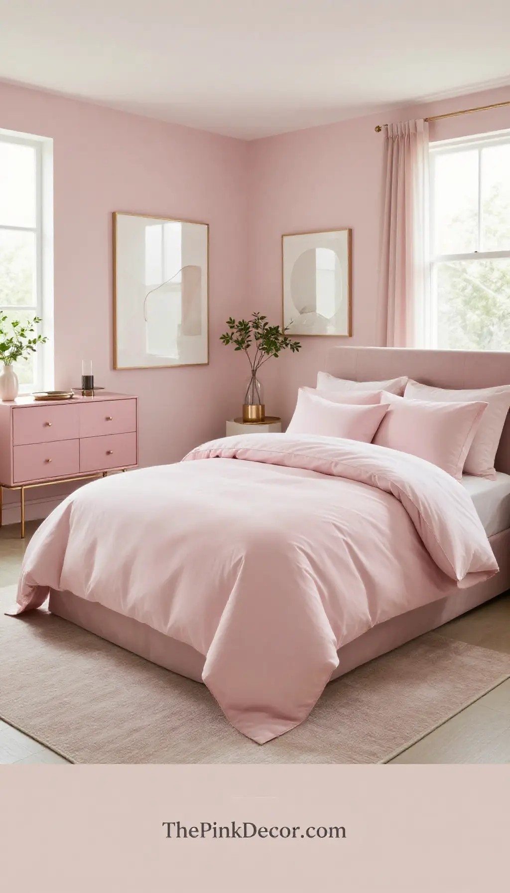 Complete Bedroom with pink decor elements
