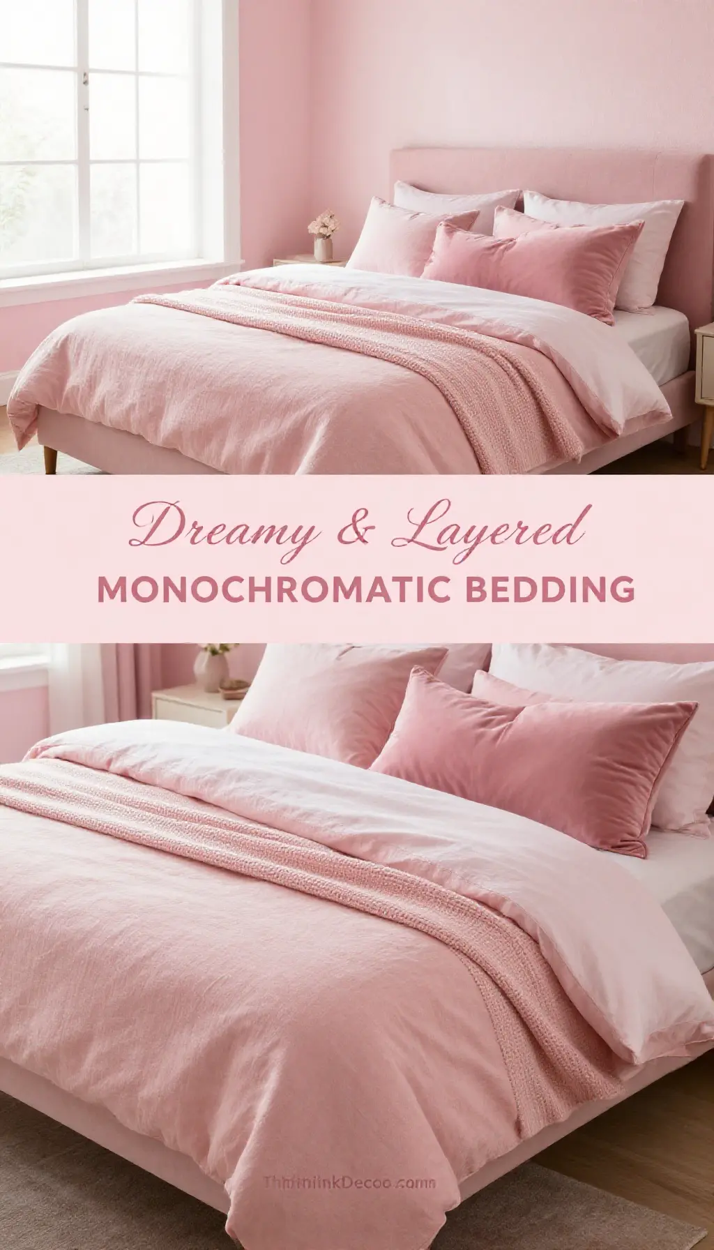 Blush Pink Monochromatic Layered Bedding Ensemble - Bedroom - The Pink Decor