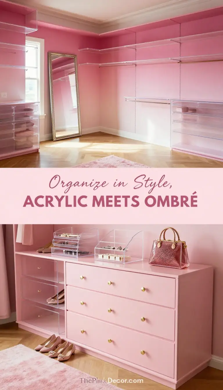 Blush Pink Ombré Closet with Acrylic Organizers - Closet - The Pink Decor