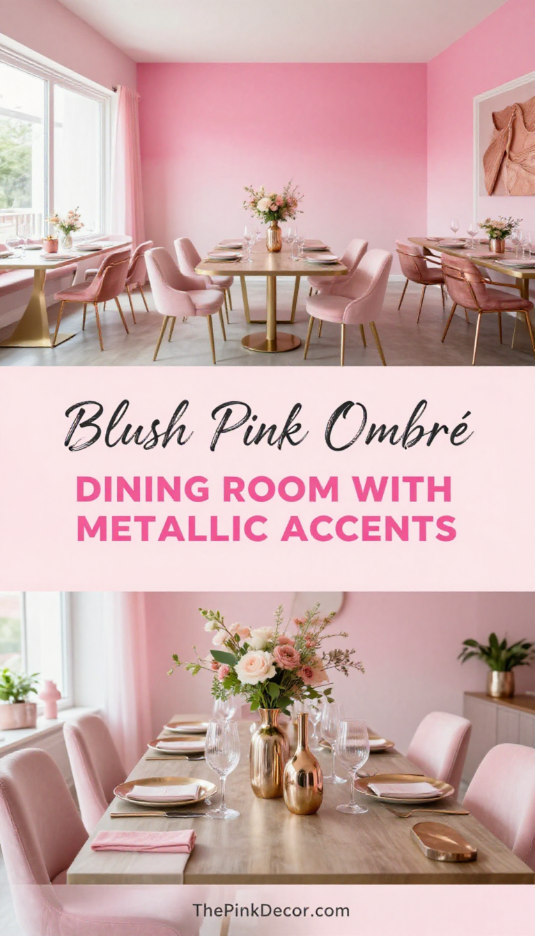 Blush Pink Ombré Dining Room with Metallic Accents - Dining Room - The Pink Decor