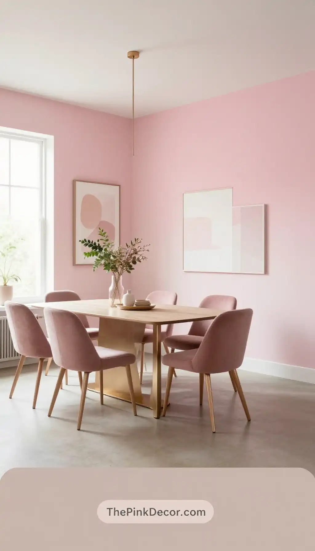 Complete Dining Room with pink decor elements
