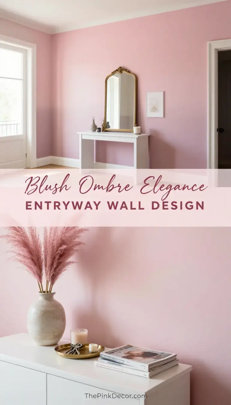 Blush Pink Ombre Entryway Wall Design - Entryway - The Pink Decor