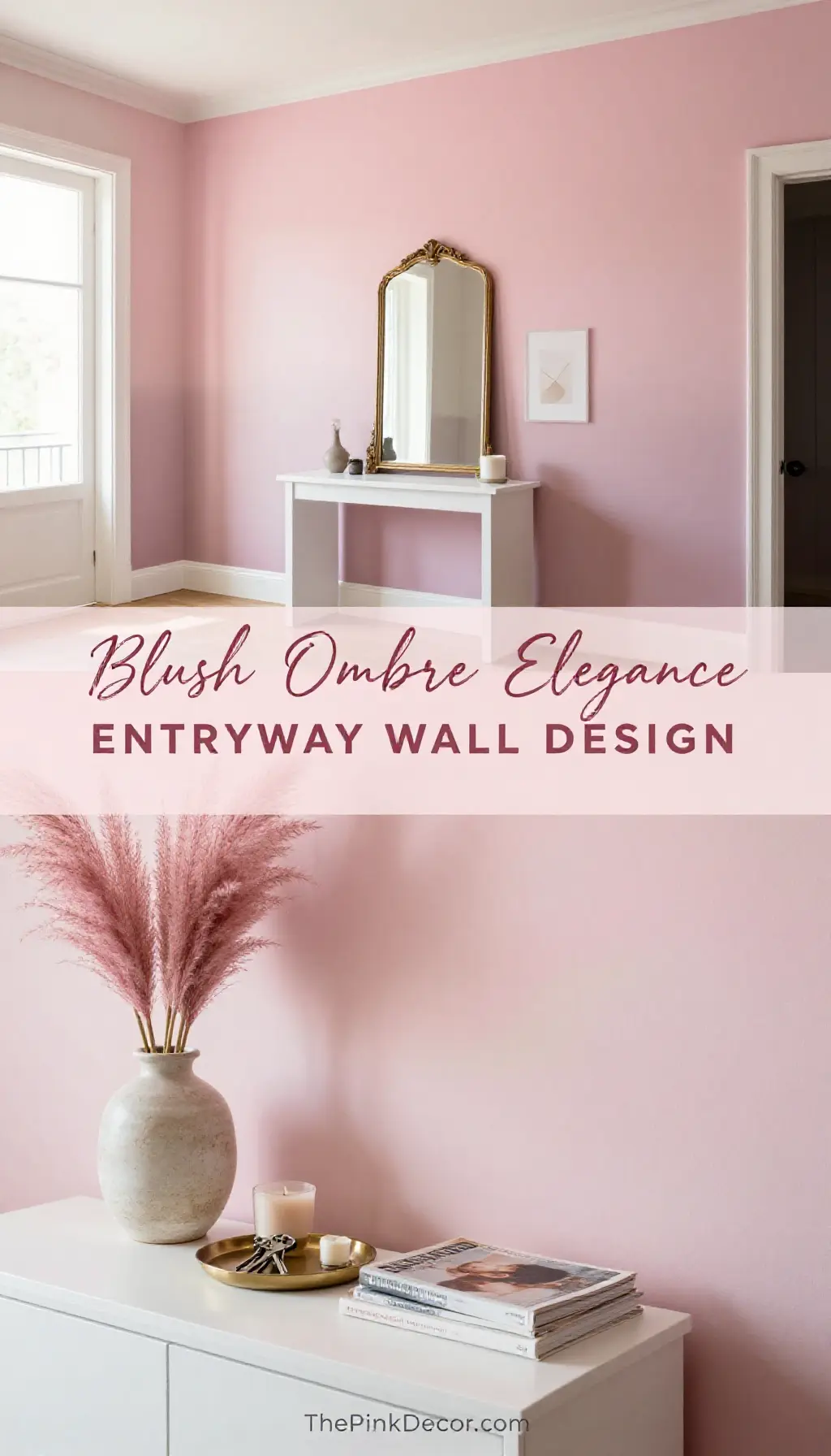 Blush Pink Ombre Entryway Wall Design - Entryway - The Pink Decor