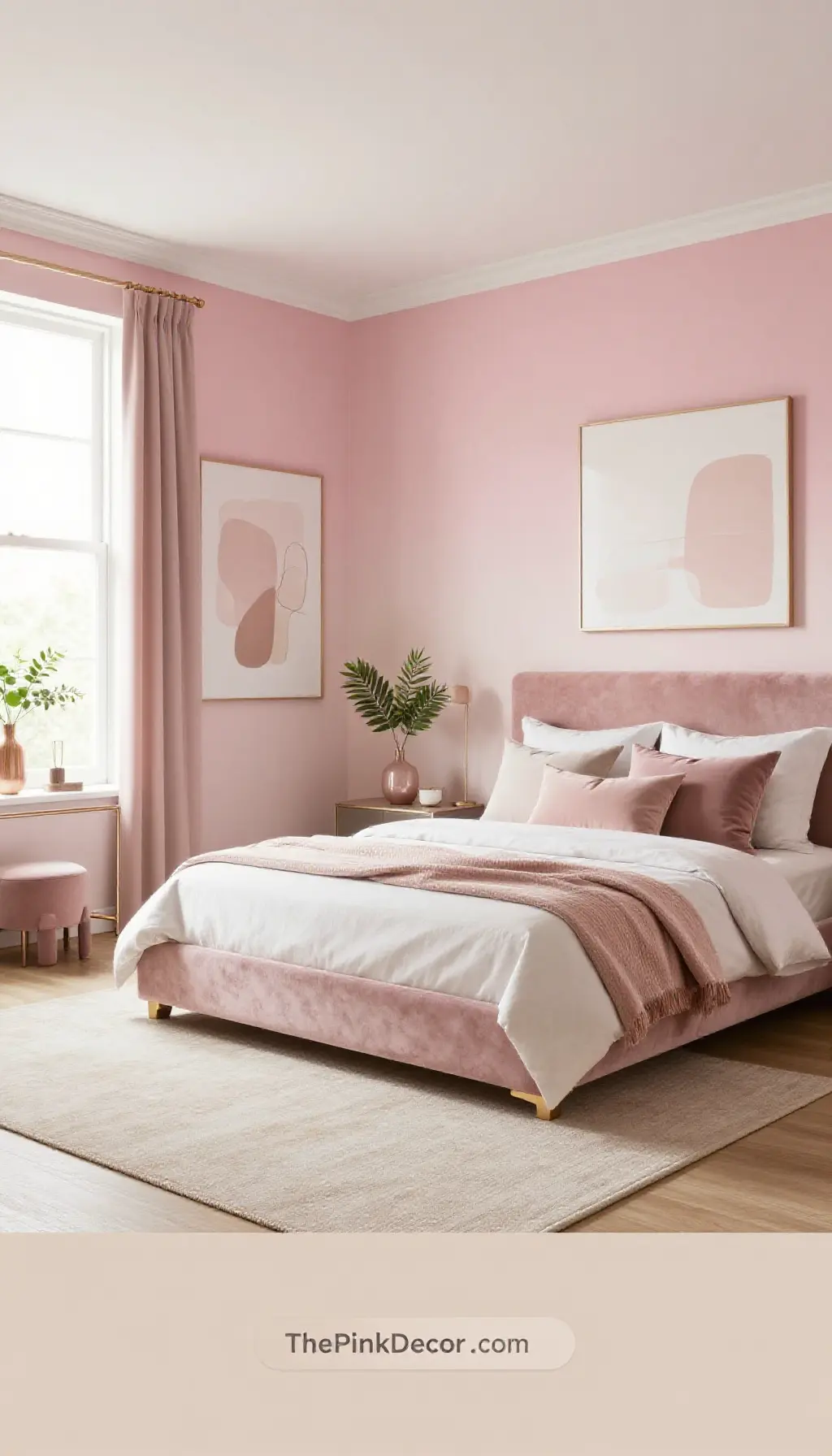 Complete Bedroom with pink decor elements
