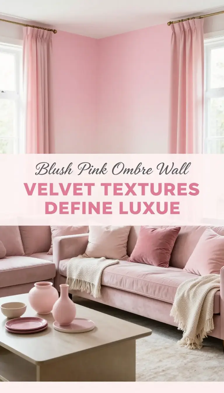 Blush Pink Ombre Wall with Velvet Textures - Bedroom - The Pink Decor