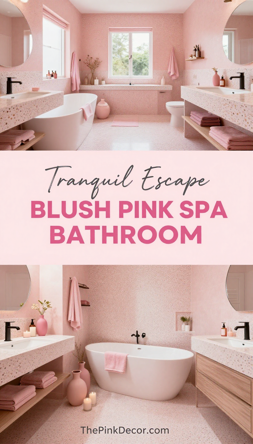 Blush Pink Spa Bathroom with Terrazzo Accents - Bathroom - The Pink Decor