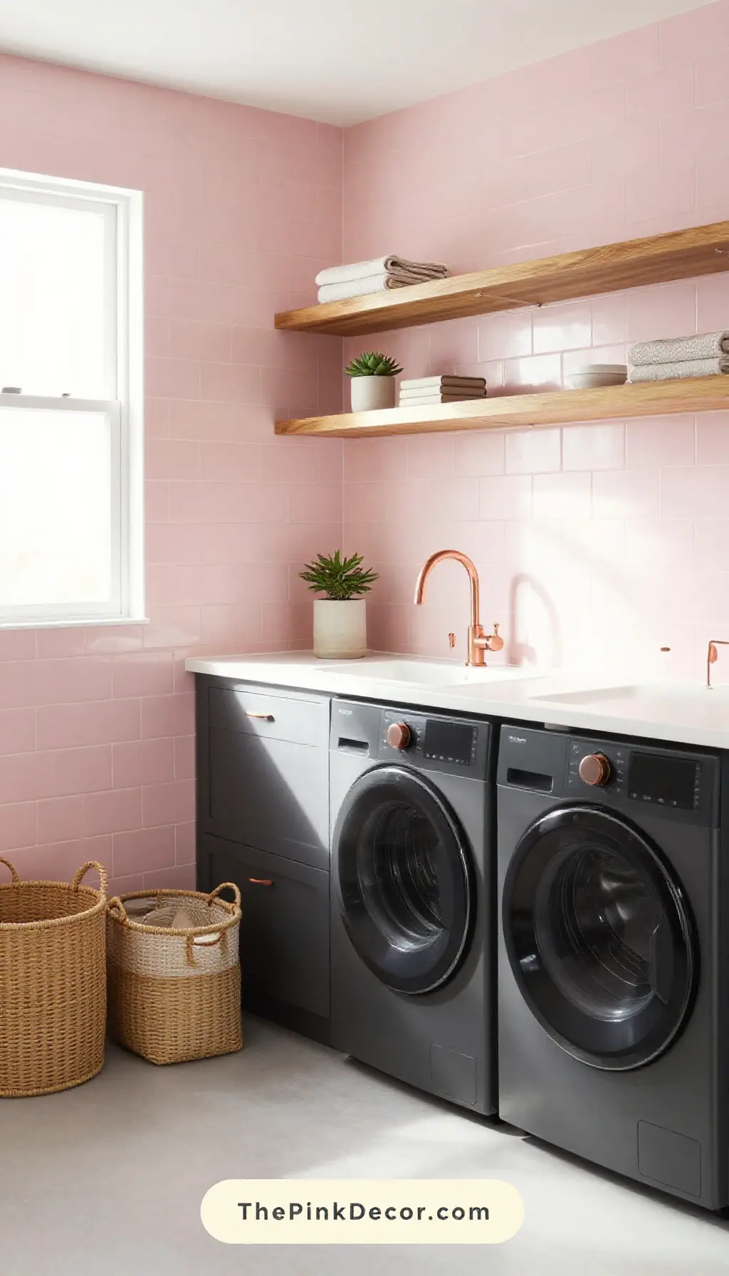 Complete Laundry Room with pink decor elements