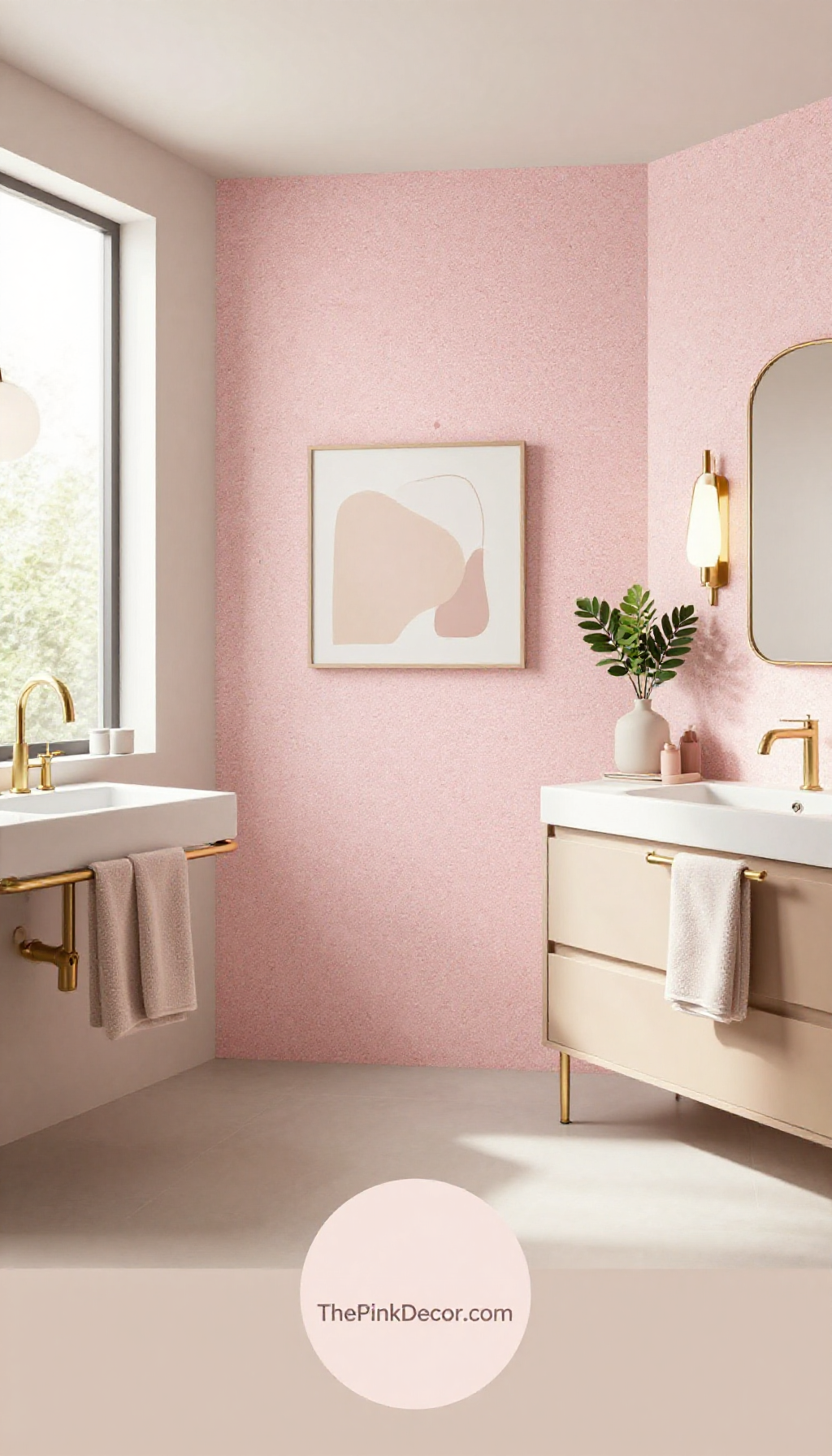 Complete Bathroom with pink decor elements