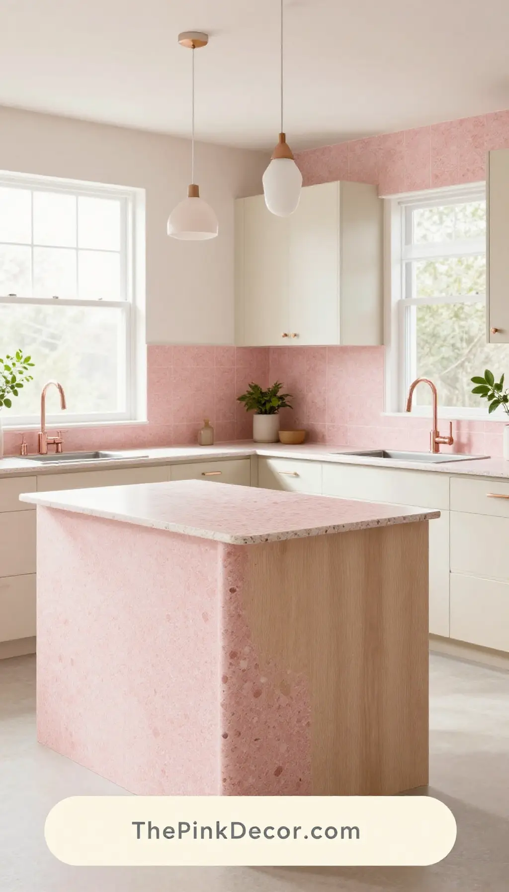 Complete Kitchen with pink decor elements