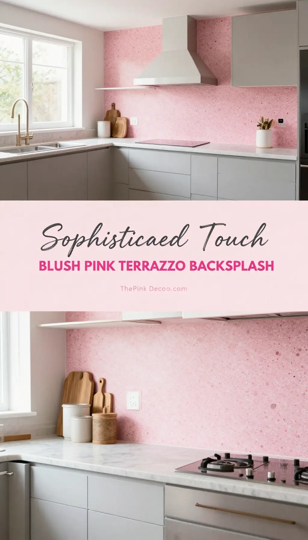 Blush Pink Terrazzo Backsplash Kitchen Accent - Kitchen - The Pink Decor