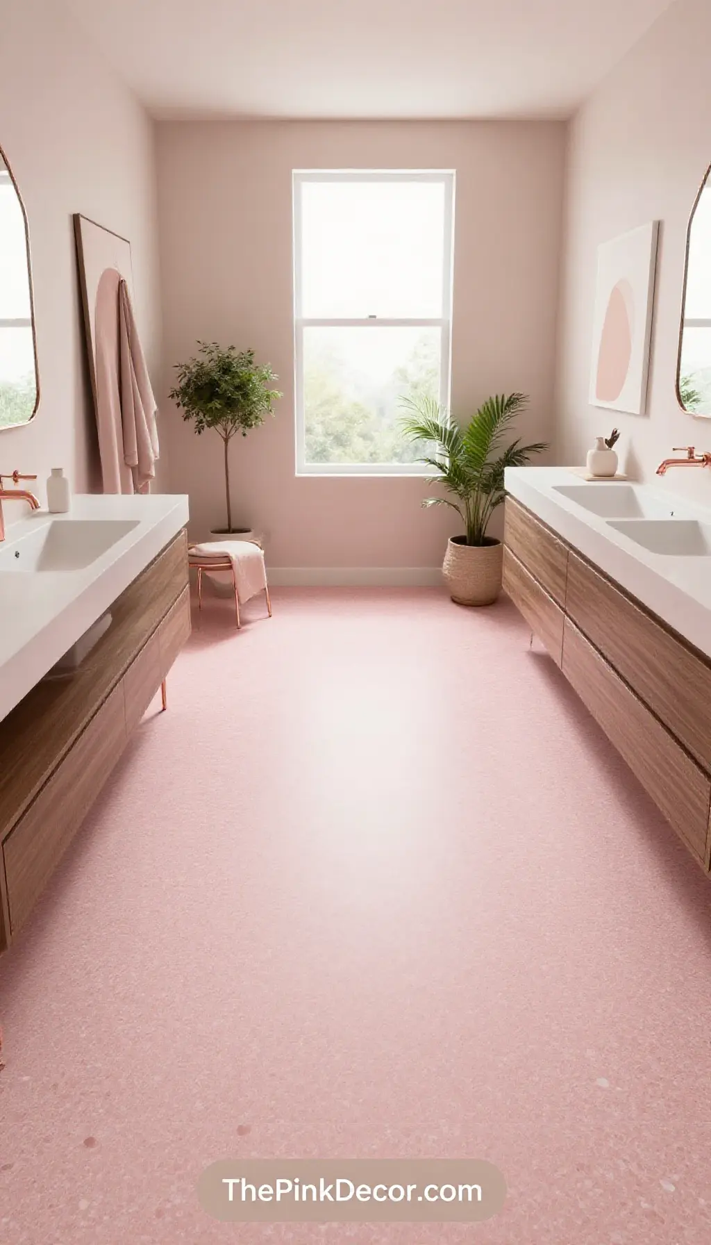 Complete Bathroom with pink decor elements