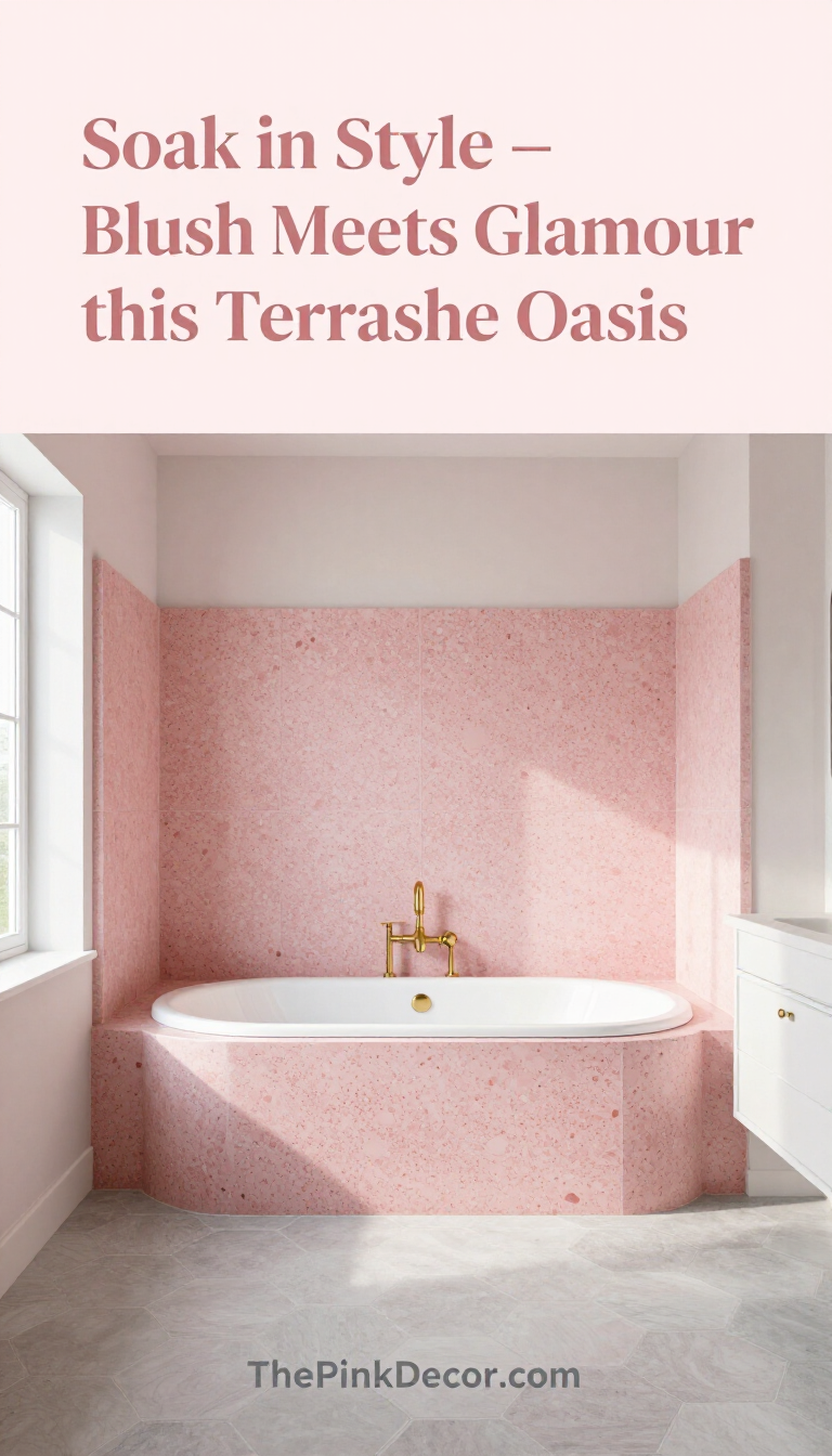 Blush Pink Terrazzo Bathtub Surround - Bathroom - The Pink Decor