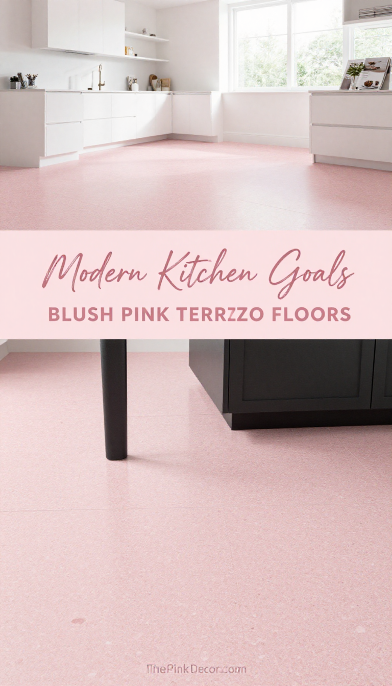 Blush Pink Terrazzo Floor Tiles for a Modern Kitchen - Kitchen - The Pink Decor