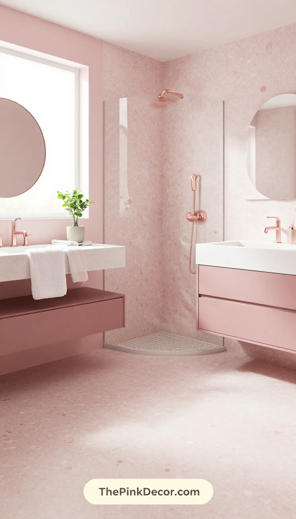 Complete Bathroom with pink decor elements