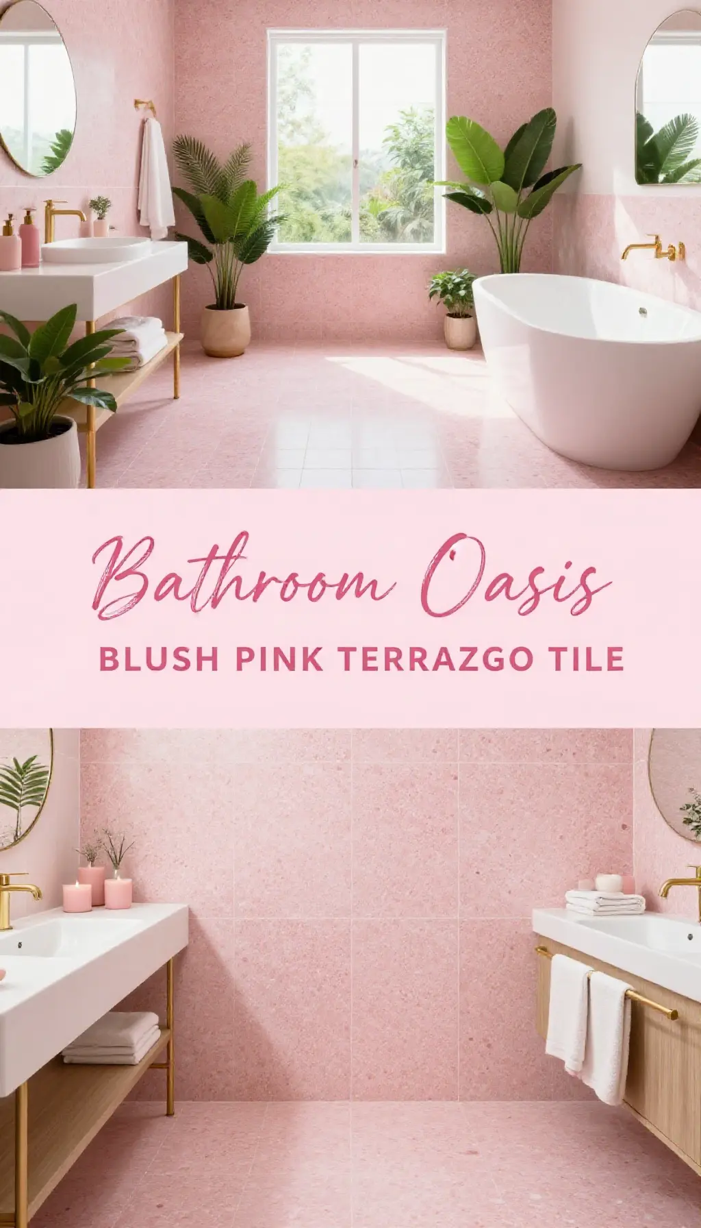 Blush Pink Terrazzo Tile Bathroom Oasis - Bathroom - The Pink Decor