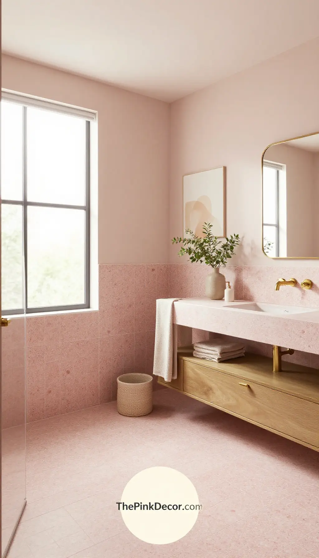 Complete Bathroom with pink decor elements