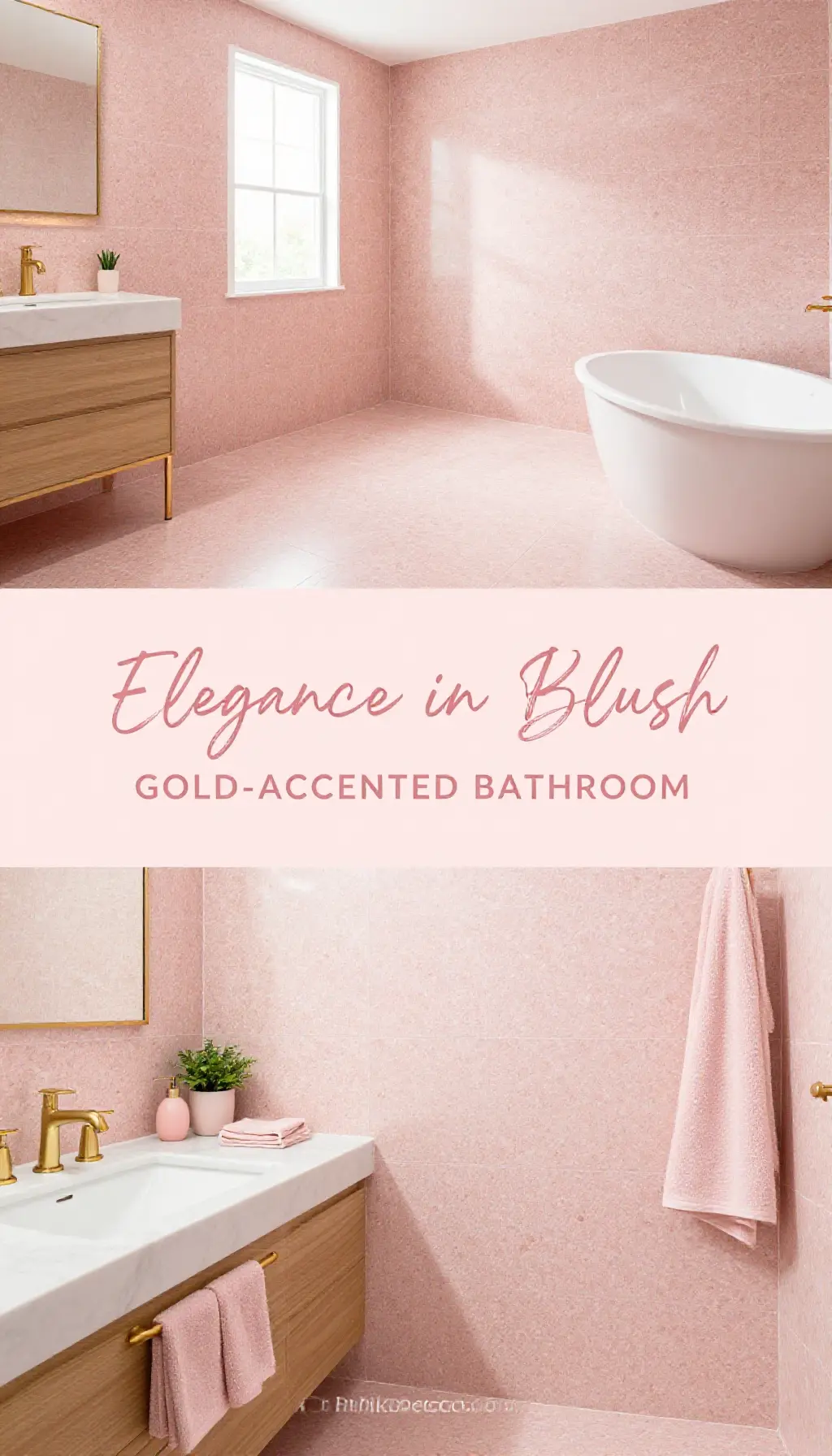 aesthetic blush pink terrazzo tile bathroom decor ideas with gold accents - Featured Design Blush Pink Terrazzo Tile Bathroom with Gold Fixtures - Bathroom - The Pink Decor