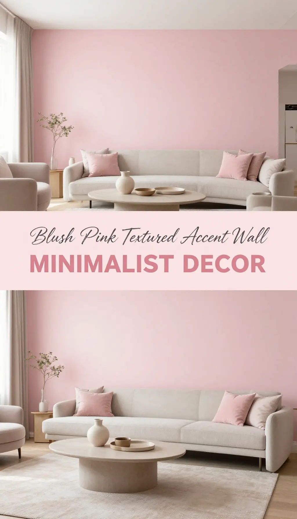 modern blush pink textured accent wall bedroom decor ideas for Instagram - Featured Design Blush Pink Textured Accent Wall with Minimalist Decor - Bedroom - The Pink Decor