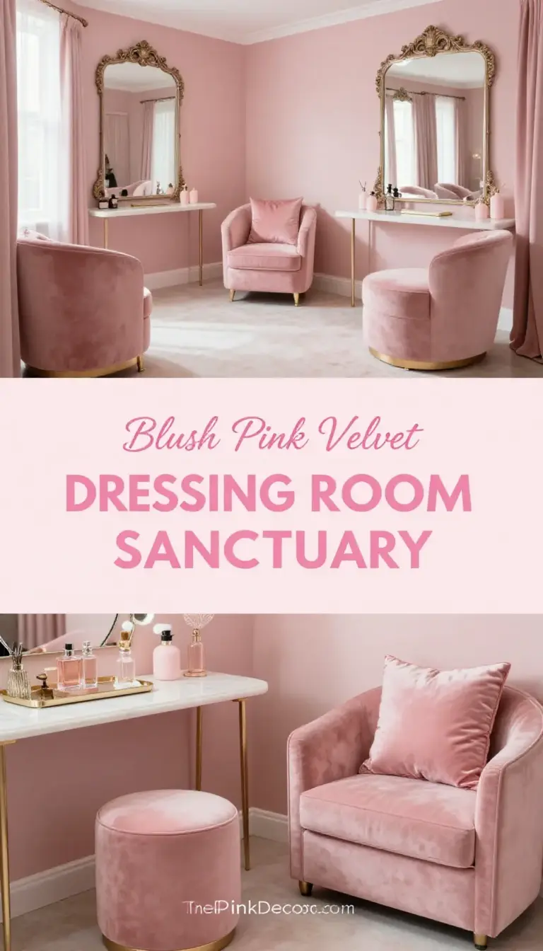 Blush Pink Velvet Dressing Room Sanctuary - Dressing Room - The Pink Decor