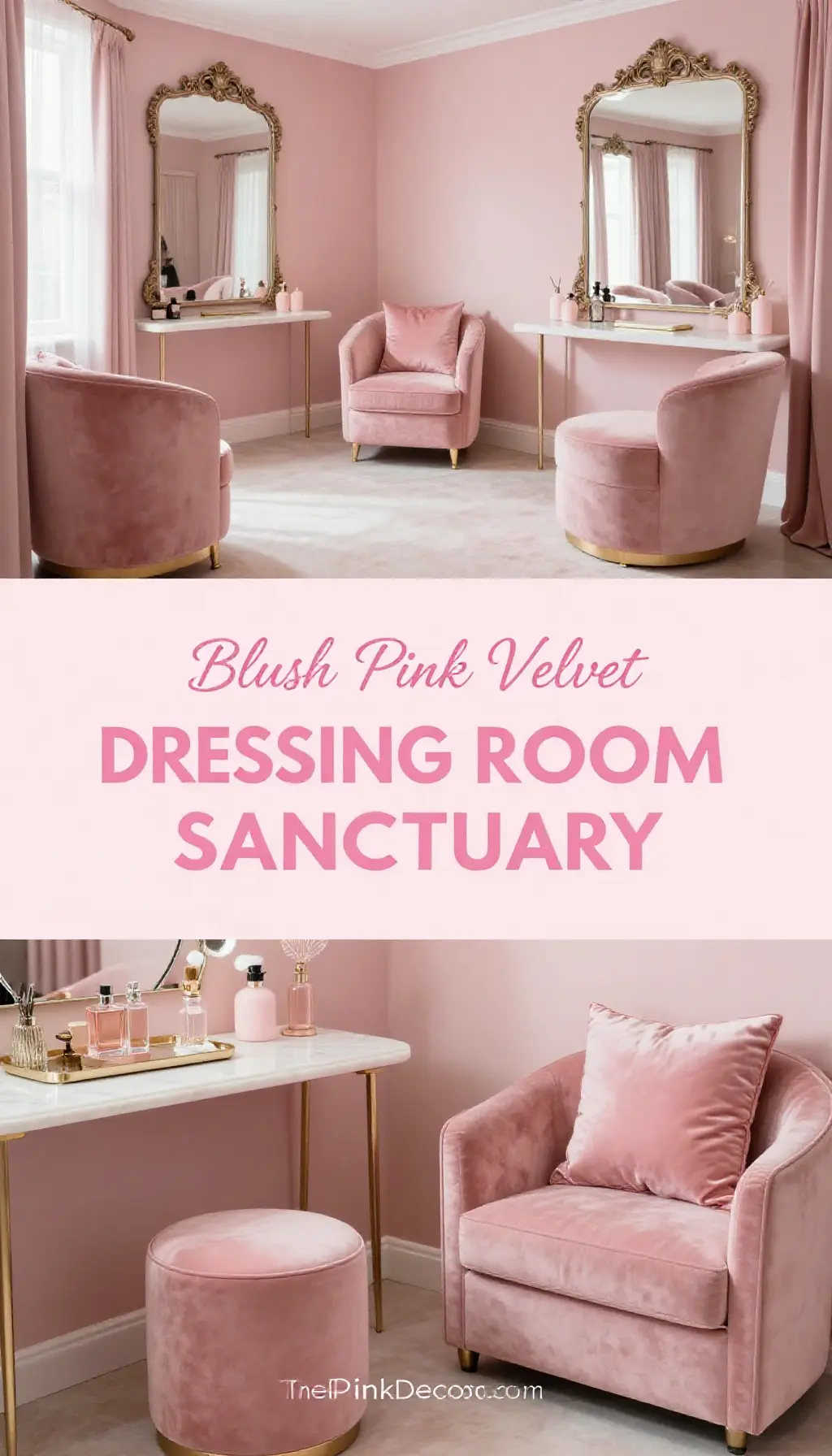Blush Pink Velvet Dressing Room Sanctuary - Dressing Room - The Pink Decor