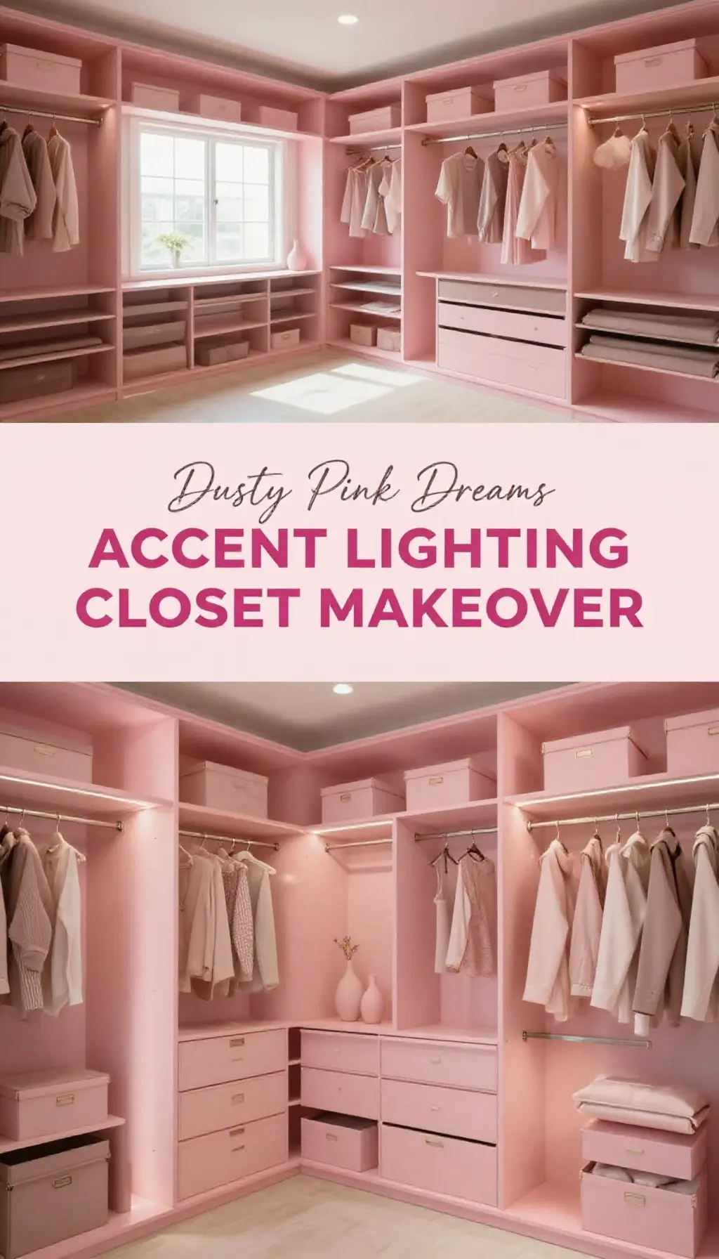 Dusty Pink Accent Lighting Closet Transformation - Closet - The Pink Decor