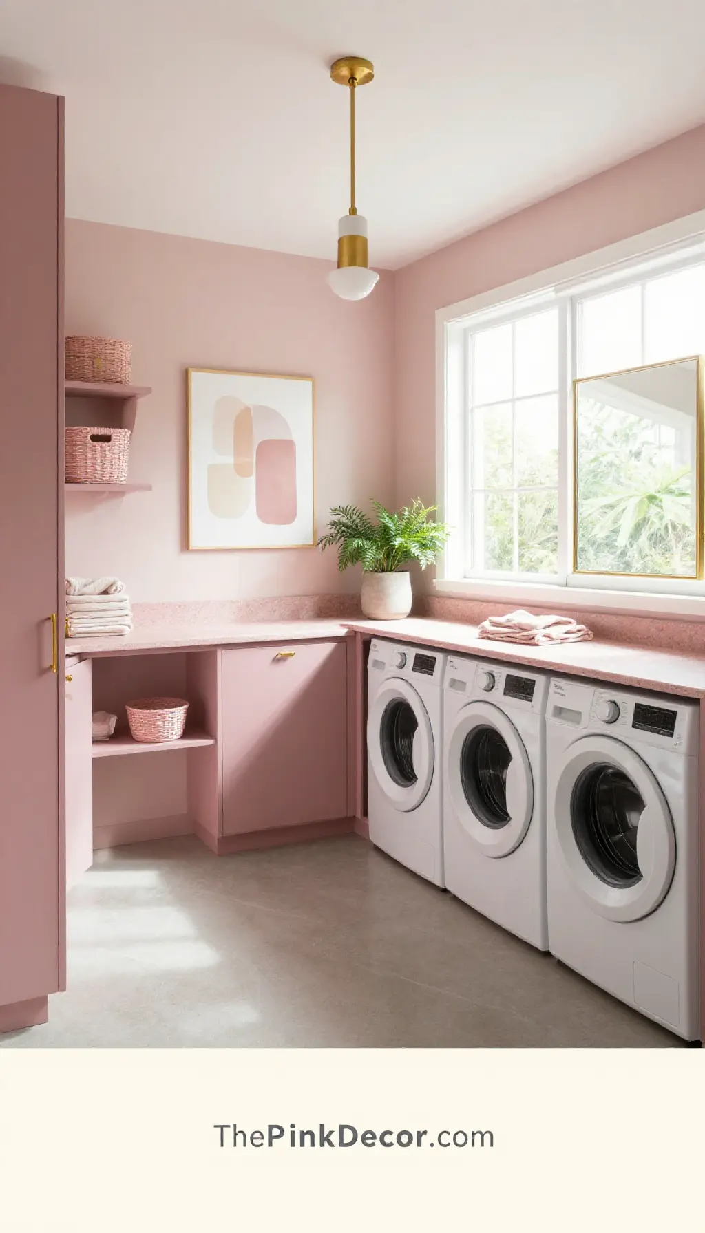 Complete Laundry Room with pink decor elements