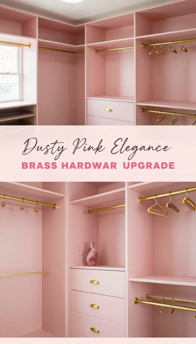 Dusty Pink and Brass Closet Hardware Upgrade - Closet - The Pink Decor