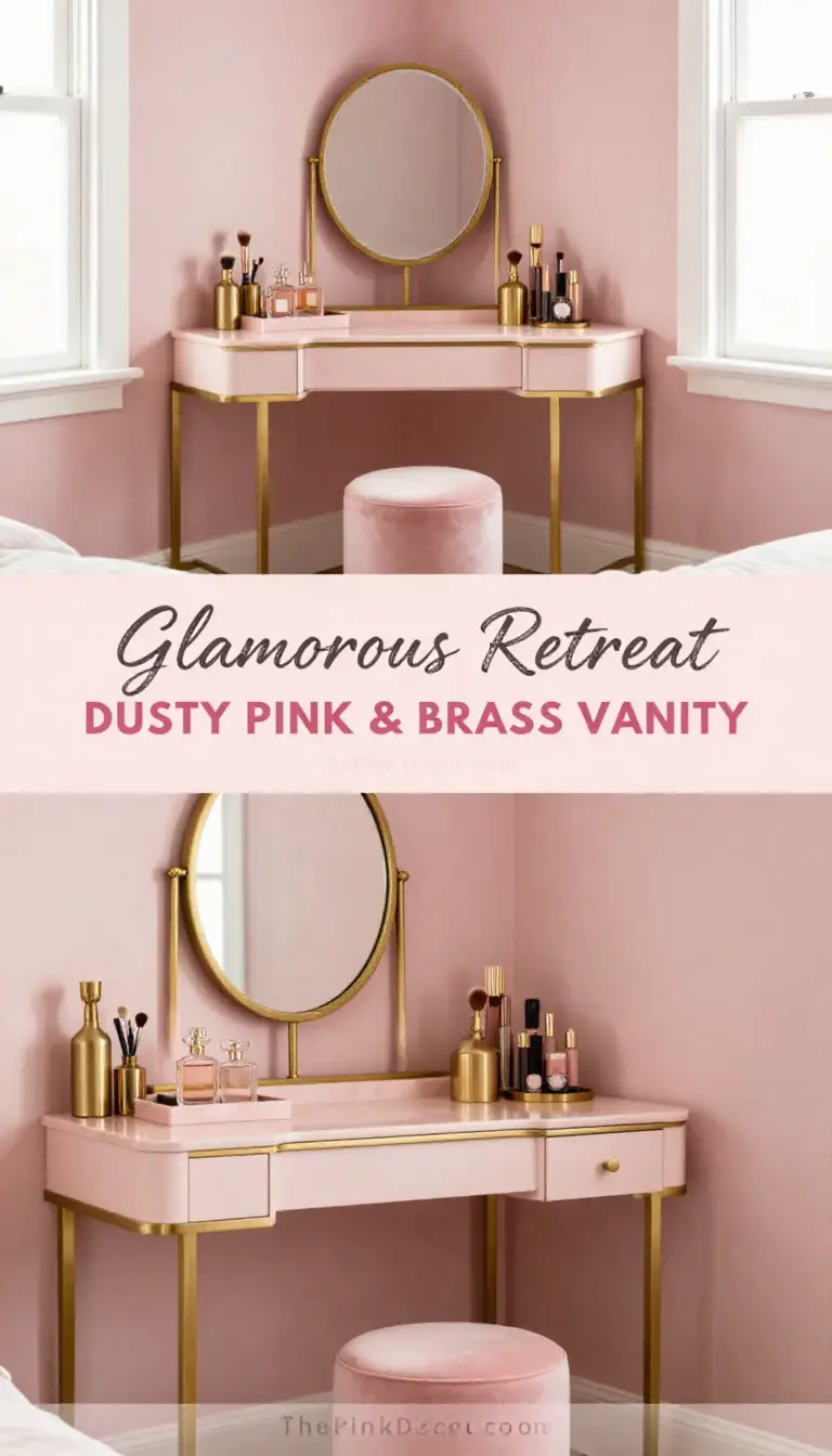 Dusty Pink and Brass Vanity Corner - Dressing Room - The Pink Decor