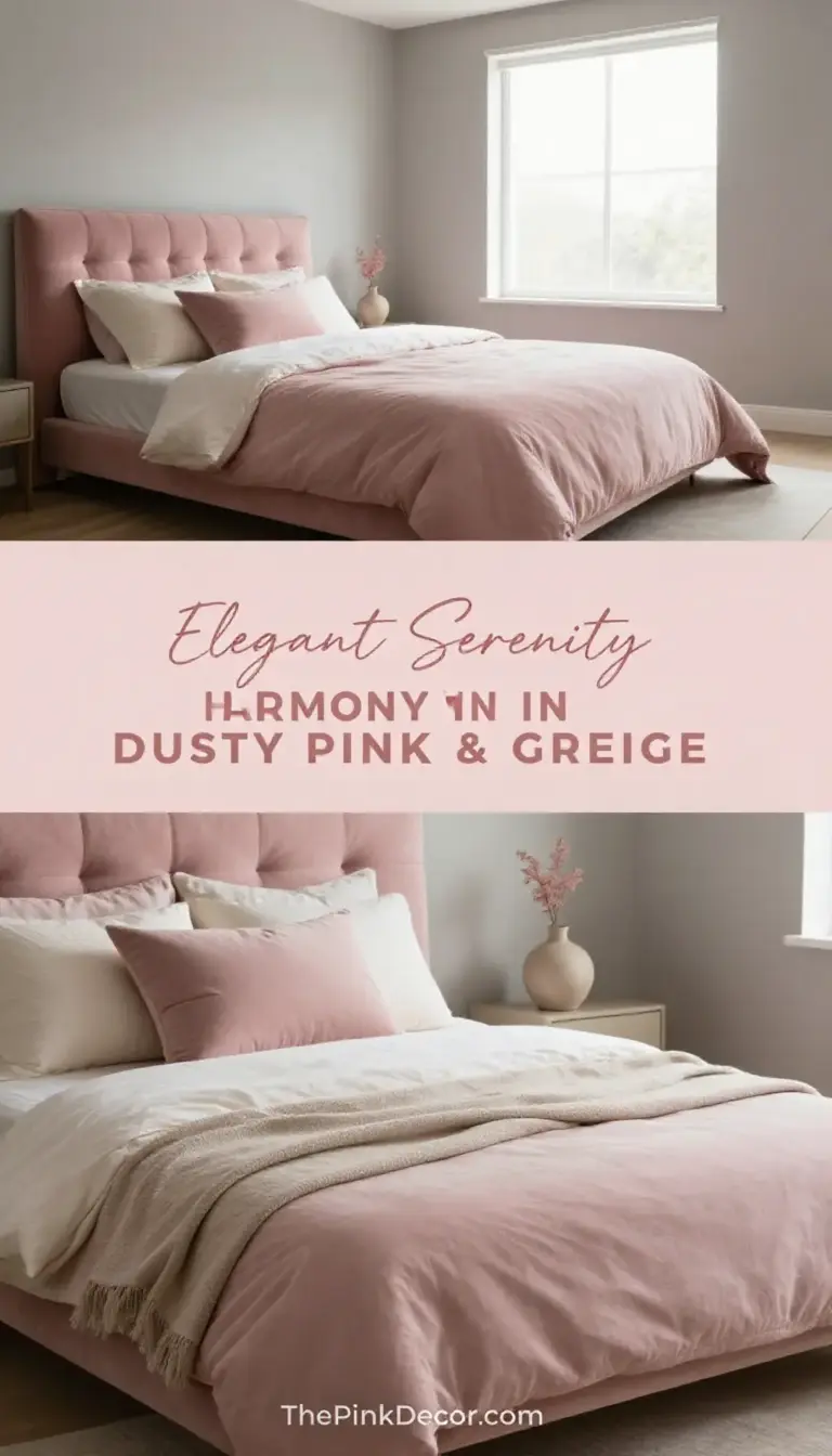 Dusty Pink and Greige Bedroom Harmony - Bedroom - The Pink Decor