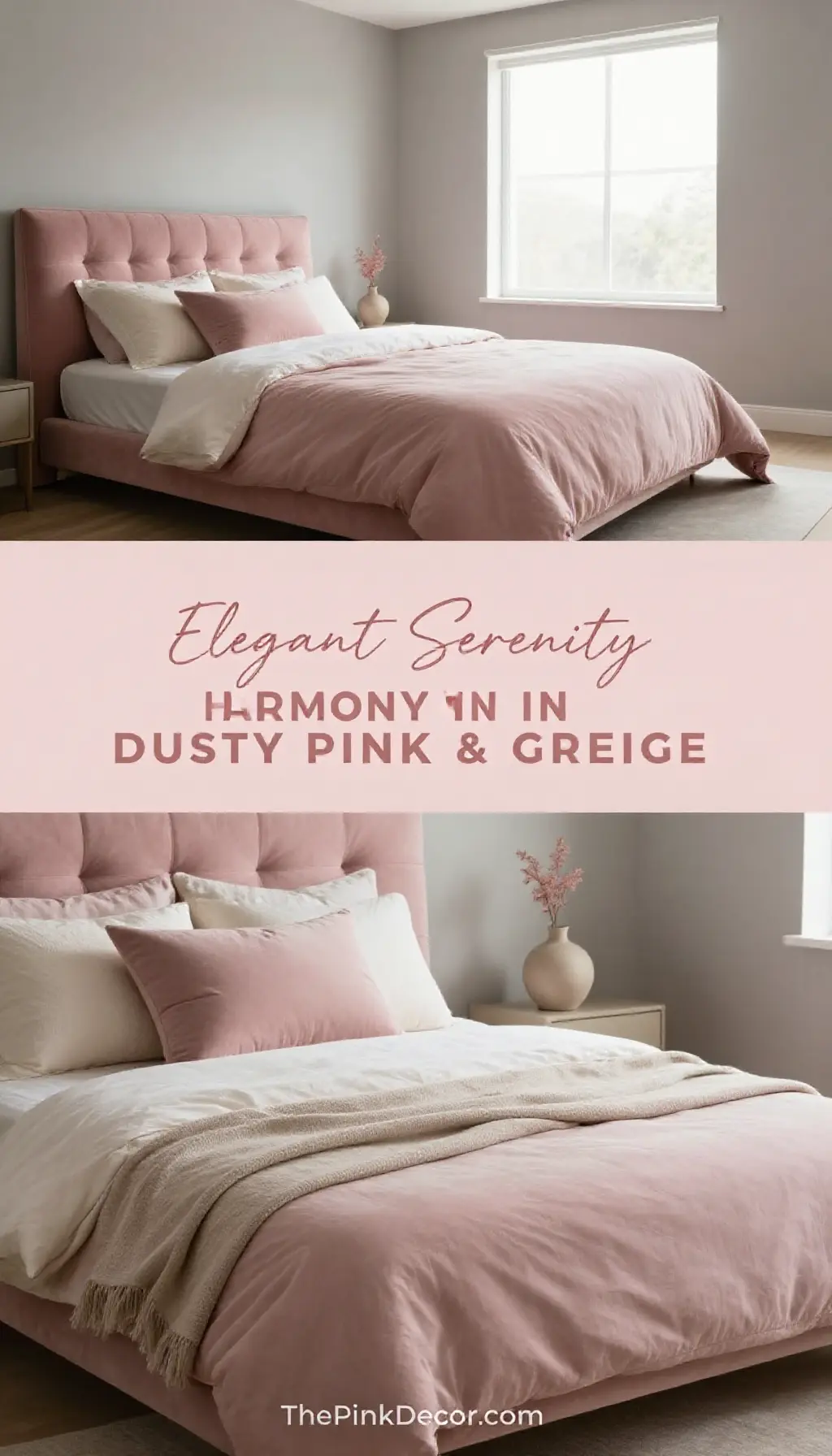 Dusty Pink and Greige Bedroom Harmony - Bedroom - The Pink Decor