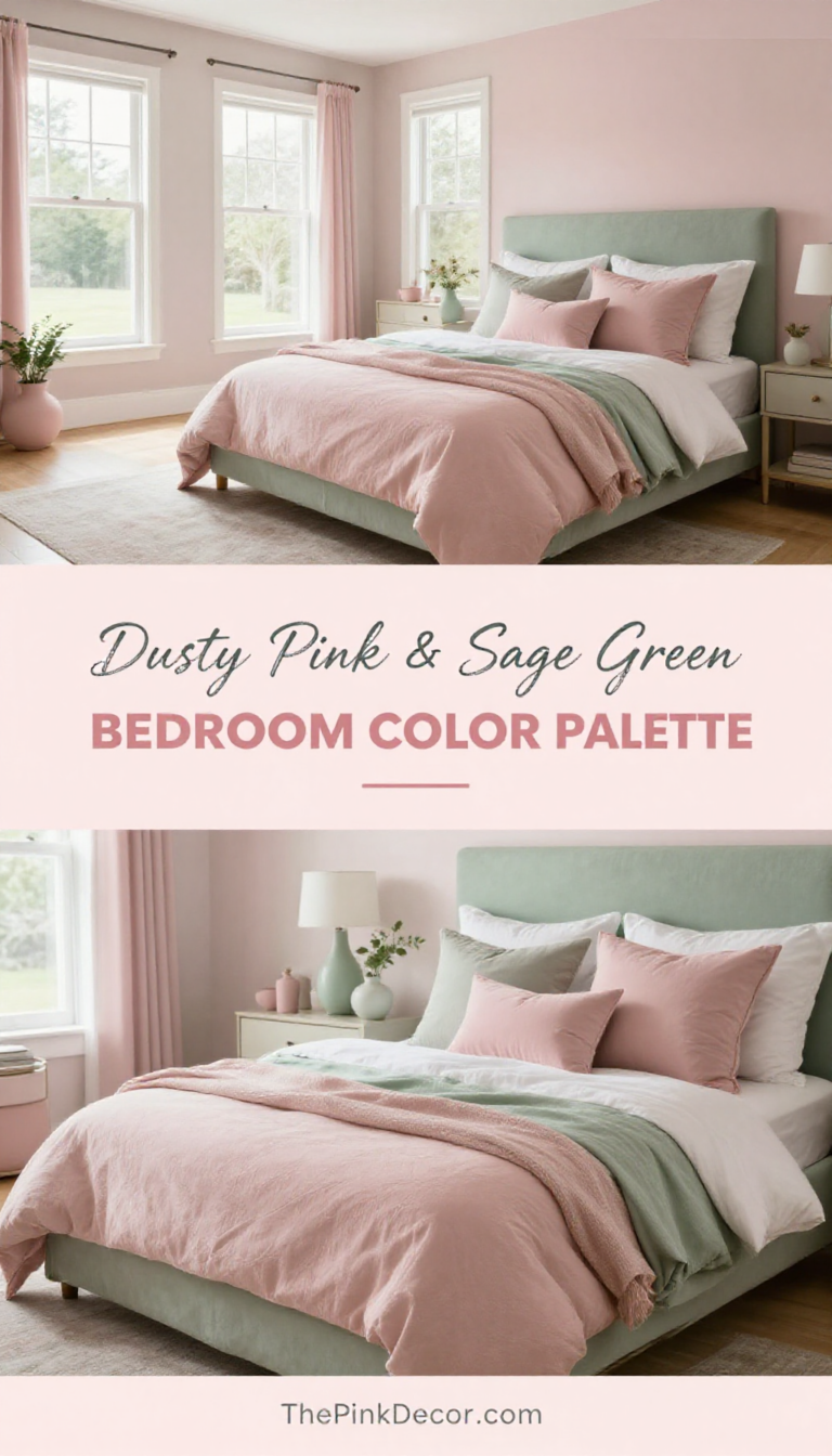 Dusty Pink and Sage Green Bedroom Color Palette - Bedroom - The Pink Decor