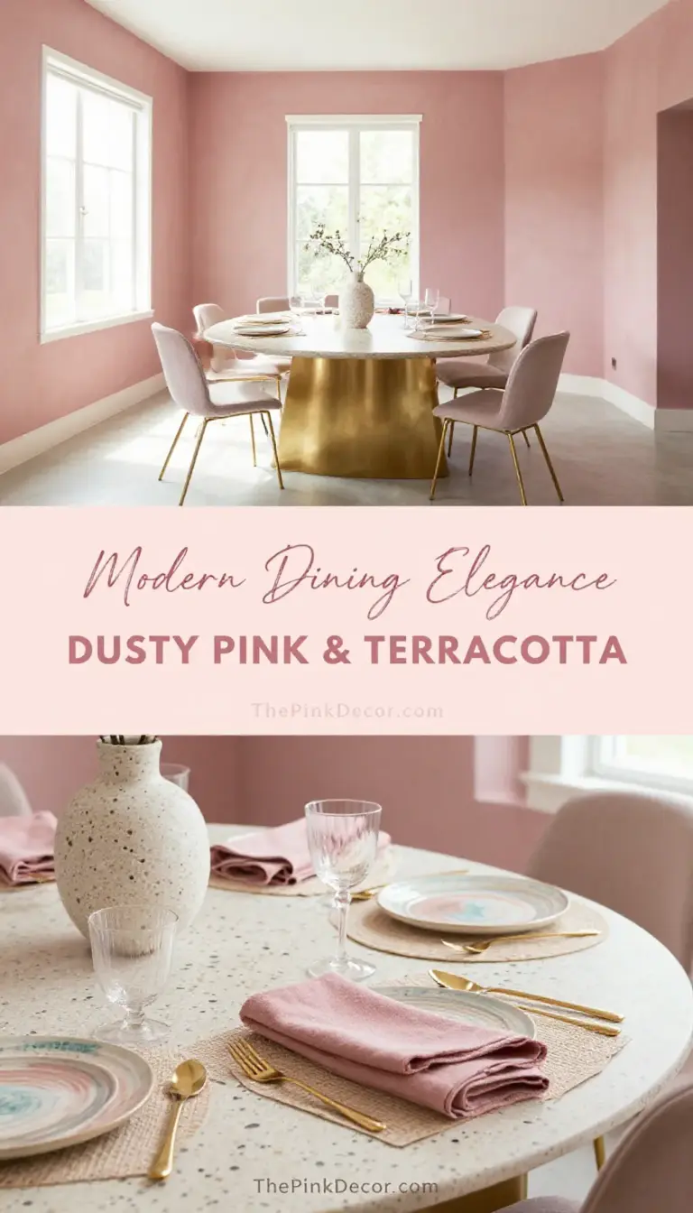 Dusty Pink and Terrazzo Table Dining Room Ensemble - Dining Room - The Pink Decor