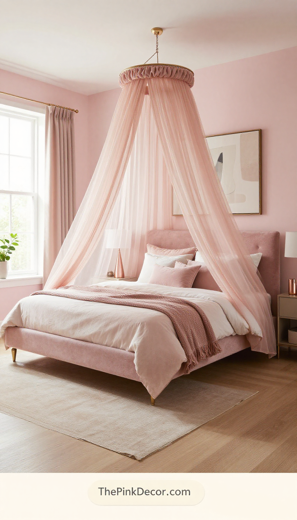 Complete Bedroom with pink decor elements