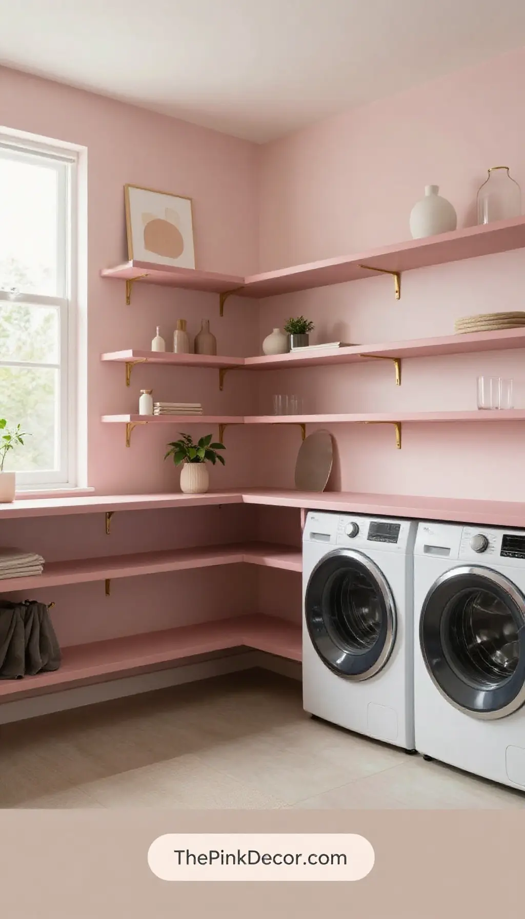 Complete Laundry Room with pink decor elements